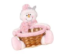 Cesta de bambú decorativa de bambú con adornos navideños, suministros para fiestas con bonitos accesorios