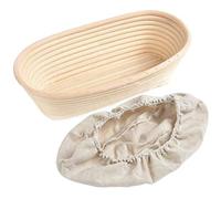 Cesta de banneton de ratán crudo ovalada-Cesta duradera a prueba de pan, cesta de prueba con superficie lisa y almohadilla de tela para todas las recetas de harina, agua y levadura (21cm*15cm*8cm)