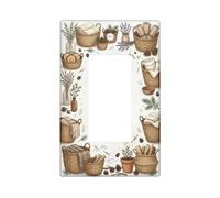 Cesta de baño individual para interruptor de luz basculante, diseño rústico de piñas de lavanda natural, color marrón otoño, plástico, tamaño estándar, placas de interruptor de pared para nuevo