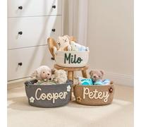 Cesta de bebé personalizada con nombre, cesta de regalo de algodón con cuerda personalizada, cesta de juguetes, regalo de recuerdo para recién nacido, almacenamiento de guardería, organizador de