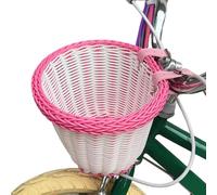 Cesta de bicicleta para niñas,Cesta de bicicleta de mimbre en forma de D - Timbre de bicicleta, guirnaldas, pegatinas Juego de accesorios para decoración de bicicletas