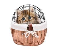 Cesta de Bicicleta para Perros | Cesta de Mimbre para Bicicleta de Almacenamiento Tejida a Mano | Cestas de de Tejido Desmontable, portabicicletas para Gatos, Cesta Delantera para Bici