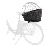 Trixie Cesta Perros para Bicicleta - Cesta Bicicleta Transporte Mascotas Cesta Mimbre Cesta con Rejilla 35×49×55 cm, Negro
