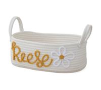 Cesta de bobina, cesta de lavado de cuerda, cesta de cuerda creativa con asa, organizador de necesidades para bebés con carta para baño o sala de estar