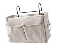 Cesta de Bolsillo de Bolsillo de Almacenamiento de Lino de Algodón de Algodón de Algodón de Algodón para Dormitorios de la Cama Litera (WHITE)