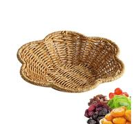 Cesta de borde festoneado, bandeja de ratán de hierba marina para el hogar, bandeja de ratán de hierba marina curvada, cuencos de almacenamiento de cocina para mesa de café