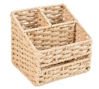 Cesta de cesta de almacenamiento de mimbre Organizador de contenedores de baño 3 compartimentos Cesta tejida Caja de pañuelos de pañuelo Multipropiors Dispensador Cesta de almacenamiento de baño Cest