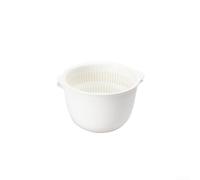 Cesta de cocina japonesa de dos capas para frutas y verduras con canales de drenaje dobles y asas ergonómicas para una preparación suave de alimentos (blanco)