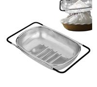 Cesta de colador de pozo - colonia de fregadero con mango de acero inoxidable pegajoso | Colonia fina de pozo de malla, colador grande, cesta de asistencia para tensiones, enjuague cocido