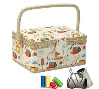 Cesta de Costura | con Bandeja Extraíble y Compartimentos de Almacenamiento - Organizador Portátil de Costura Vintage,para Hilos Agujeras y Labores de Tejer para Mujeres Adultas