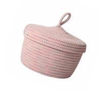 Cesta de Cuerda de Algodón con Tapa, Organizador de Escritorio Rosa | Caja de Almacenamiento Creativa, para Móvil y Mando a Distancia, Uso en Estudio o Cafetería
