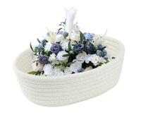 Cesta de cuerda de algodón, organizador de tejido lavable, cesta de almacenamiento hecha a mano, contenedores y cajas para familia, amigos y colecciones, 11,81 x 6,69 x 3,54 pulgadas