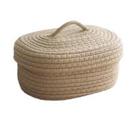 Cesta de cuerda de algodón tejida - Organizador de almacenamiento con tapa, contenedor multiusos para guardería, aulas, lavanderías, dormitorios de niños, contenedor duradero y elegante F0r