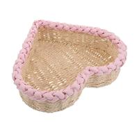 Cesta de Cuerda de Papel Forma de Corazón Xh25-451 Rosa | Organizador Ligero para Encimera y Mesa, Protege Fruta y Pan, Textura Tejida Fina, Hierro