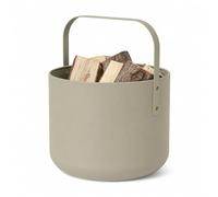 Cesta de diseño LIVLIG para leña de metal, cesta de madera para leña con asa, gran cesta para leña de 36 x 44 cm, cesta de madera de leña como accesorio para chimenea, cesta de almacenamiento con