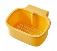 Cesta de drenaje colgante compatible con la pared para fregaderos de cocina con base de malla para ayudar en actividades rutinarias de drenaje y enjuague (amarillo)
