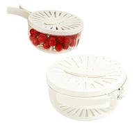 Cesta de drenaje con tapa, cuenco para lavar frutas con colador y mango plegable de 6, 1x3, 3 pulgadas, colador de alimentos multifuncional redondo con bandeja de drenaje para refrigerador, color bl