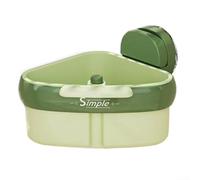 Cesta de drenaje triangular con ventosas para fregadero de cocina, construcción de PVC para sostener platos y enjuagar productos, mantiene el área de la cocina organizada (verde (1))