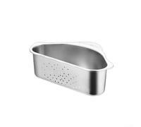 Cesta de drenaje triangular de acero inoxidable 304 con ganchos para aplicación de esquina de fregadero que soporta filtración de drenaje y optimización del espacio de mostrador (plateado)