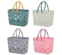 Cesta de ducha apilable de plástico con asa, estructura hueca de 24 x 17 x 16 cm, ideal para baño, ducha, camping, gimnasio y soluciones de almacenamiento en el hogar