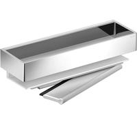 Keuco Cesta de ducha metal, gris plata y cromada de alto brillo, incl. limpiador de cristales, blanco, 9,5 x 30 x 8,2 cm, montaje en la pared en la ducha, repisa para ducha, Edition 11