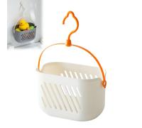 Cesta de ducha para colgar, 22 x 14 x 13 cm, estante de ducha colgante con | Cesta de ducha con asas y ganchos, cesta colgante de drenaje rápido, estante de baño, cesta de almacenamiento para frutas y