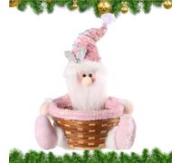Cesta De Dulces De Navidad - Santa Claus Snowman Elk Gnome Doll, Holiday Decor Cesta De Snack De Ratán Artificial | Portafricción De Vacaciones, Figuras Sentadas Perfectas Para Familia, Fiesta, Ho
