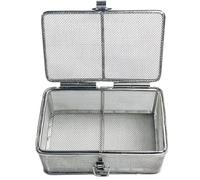 Cesta de esterilización para instrumentos quirúrgicos, caja de malla de acero inoxidable con tapa, apta para autoclave para uso en laboratorio hospitalario, limpieza y lavado de instrumentos