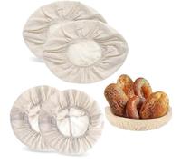 Cesta de Fermentación,4 Pcs Bread Proofing Basket Redondo Cestas a Prueba de Pan Cesta de Fermentación de Ratán para panaderos profesionales y caseros
