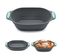 Cesta De FermentacióN Ovalada De Silicona, Banetones Para Pan, Antiadherente y Apto para Horno, Ideal para Hornear, Masa Madre y Aficionados (gris)