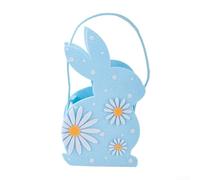 Cesta de fieltro de Pascua hecha a mano para golosinas de conejo para niños, almacenamiento de dulces con asa, bolsa ligera de búsqueda de huevos, decoración portátil de festival de primavera, 21 x 12
