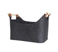 Cesta de fieltro for caja leña 57 L con asas madera, cesta plegable gran capacidad for chimenea y estufa Para LeñA