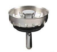 Cesta de filtro de drenaje de cocina en acero inoxidable plateado con espiga excéntrica de 21 mm para fregaderos de válvula G1-1/2 pulgadas para evitar obstrucciones
