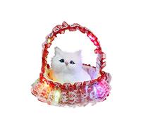 Cesta de flores de juguete modelo animal gato flor cesta luminiscente para decoración del hogar rojo