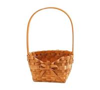 Cesta de Flores de Mimbre Tejida a Mano con Asa - Adorno de Cesta de Boda para Decoración de Fiesta de Boda