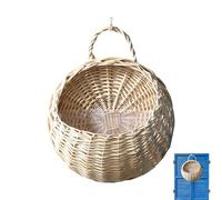 Cesta de flores hecha a mano - Maceta de tela de paja natural, contenedor para plantas colgante, colgador de puerta | Bolsillo de exhibición floral Boho de 3 pies para interior y exterior