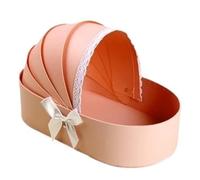 Cesta de flores portátil cartón colores original for hacer tú mismo, caja regalo con embalaje y frutas para Mujeres(Pink)