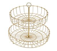 Cesta de Frutas, Antideslizante, Dorado, Resistente a la Deformación, Resistente Al óxido, Estante Redondo para Aperitivos de 2 Niveles para Fiesta