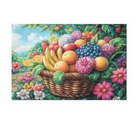 Cesta de Frutas Cosecha Puzzle 1000 Piezas Relajante Premium Tiempo Feliz Rompecabezas para Hombres Y Mujeres Estera Portátil 3D Decoración Hogar Duradera 1000 PCS