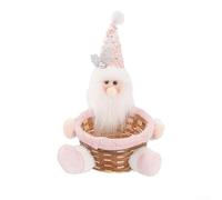 Cesta de frutas de Feliz Navidad para decoraciones navideñas con tela y material de canasta, para dulces, aperitivos, juguetes pequeños, uso en interiores y exteriores para crear un ambiente festivo