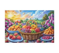 Cesta de Frutas de la Cosecha Rompecabezas 1000 Piezas Cartón para Principiantes Desconectar Rutina Ejercicio Mental Relajante Actividad Tiempo Libre Regalo Cumpleaños 1000 PCS