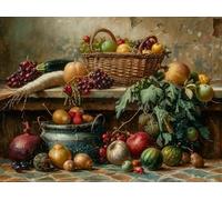 Cesta de Frutas de Vida Muerta Puzzle 300 Piezas Maquetas Construir 3D Rompecabezas Educativo para Familia Aliviar Estrés Estera Portátil Moderno 300 PCS