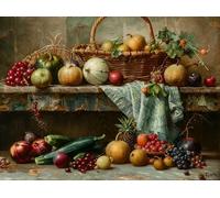 Cesta de Frutas de Vida Muerta Puzzle 500 Piezas Aliviar Estrés Profundo Rompecabezas Familiar para Hombres Y Mujeres Obra De Arte Decorativo Hogar 500 PCS
