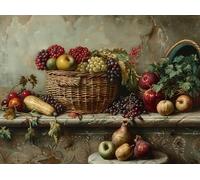 Cesta de Frutas de Vida Muerta Puzzle 500 Piezas Alivio De Estrés Rompecabezas para Hombres Y Mujeres Decoración Hogar Estera Portátil 3D Moderno 500 PCS