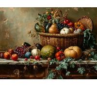 Cesta de Frutas de Vida Muerta Puzzles 300 Piezas Estera Portátil 3D Antideslizante Rompecabezas Familiar para Adultos Aliviar Estrés Decoración Hogar Moderno Creativo 300 PCS