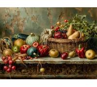 Cesta de Frutas de Vida Muerta Puzzles 500 Piezas Obra De Arte 3D Familiar Premium Rompecabezas para Adultos Aliviar Estrés Decoración Hogar Moderno DIY 500 PCS