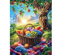 Cesta de Frutas en el Bosque Encantado Puzzle 500 Piezas Obra De Arte 3D Animal-Planta Rompecabezas para Hombres Y Mujeres Desafío Intelectual Estera Portátil DIY Moderno 500 PCS