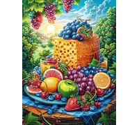 Cesta de Frutas en la Pradera mágica Puzzles 1000 Piezas Decorativo Coleccionable Cuento de Hadas acompañante mágico Obra De Arte Rompecabezas Familiar para Adultos Desafío Avanzado DIY Creativo 1000