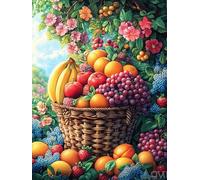 Cesta de frutas en la pradera mágica Puzzles 1000 Piezas DIY Creativo Cuento de hadas mágico de animales Rompecabezas Familiar Para Toda La Familia Juguete Educativo Aliviar Estrés Decorativo 1000 PCS