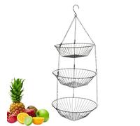 Cesta de frutas | Estante de almacenamiento de alambre de 3 niveles para ahorrar espacio, cesta grande para frutas y verduras, para despensa, herramientas de jardinería, producir alimentos, aperitivos